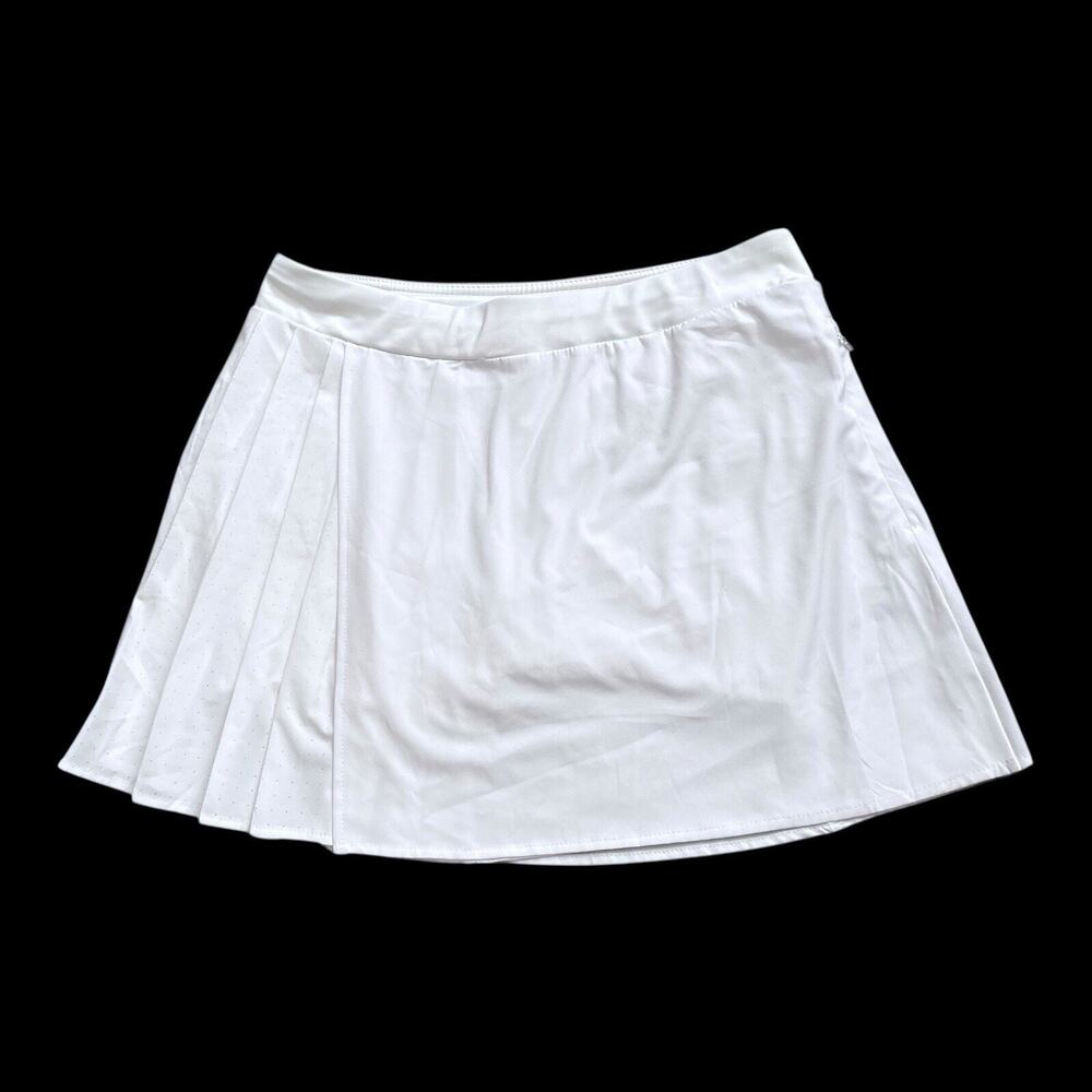 Avia Skort Womens Small White Athletic Tennis Skirt Zip Pocket Stretch Pleated